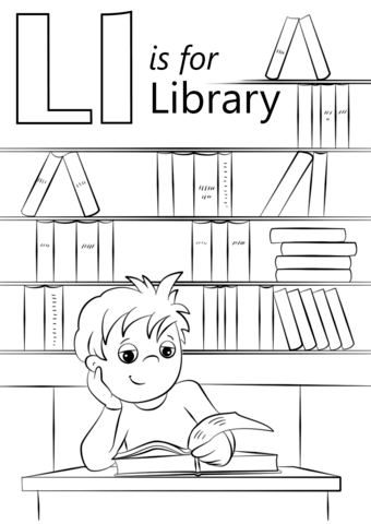 Letter L Is For Library Coloring Page